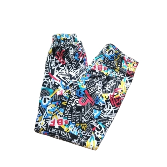 Pants - Vintage VIP Colorful Graphic Print Joggers